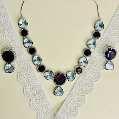 Sangria American Diamond Doublet And Kundan Necklace