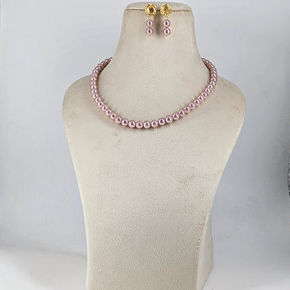 Stridhan 10mm Natural Rose Gold Pearl Necklace Set