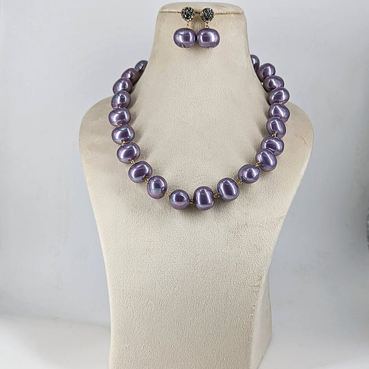 Stridhan 18mm Natural Dark Purple Pearl Necklace