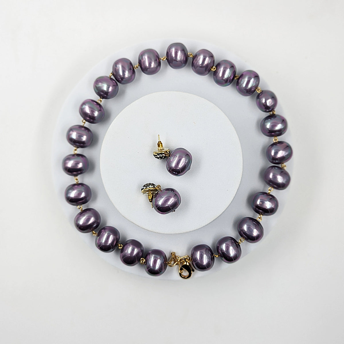 Stridhan 18mm Natural Dark Purple Pearl Necklace