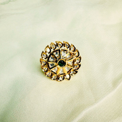 Stridhan Gold Finish Kundan Polki Ring